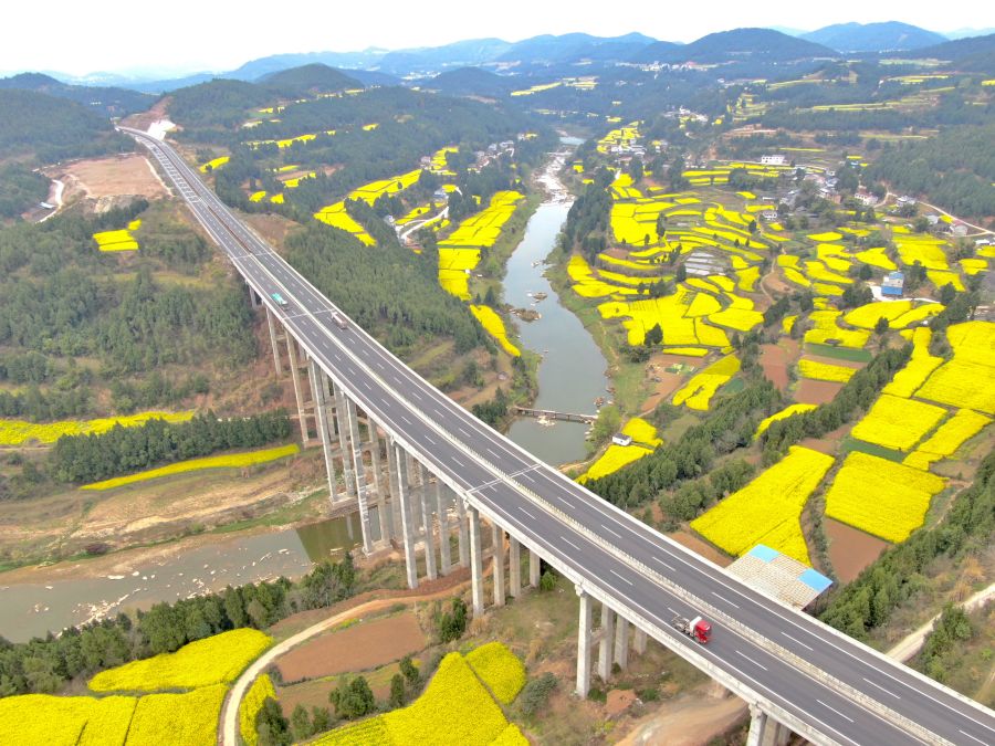 綿西高速梓江大橋，梓江大橋是綿西高速公路最大的一座橋梁，是關(guān)鍵節(jié)點工程，位于鹽亭縣毛公鄉(xiāng)白林村境內(nèi)，梓江大橋全長704米，主橋為72米+130米+72米的分離式連續(xù)鋼構(gòu)大橋。.jpg